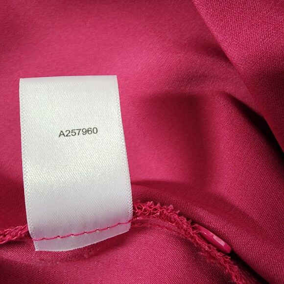 Susan Graver Womens Shirt Size 14 Stretch Peachskin Button Front Big Pink Hi Low - Picture 9 of 9